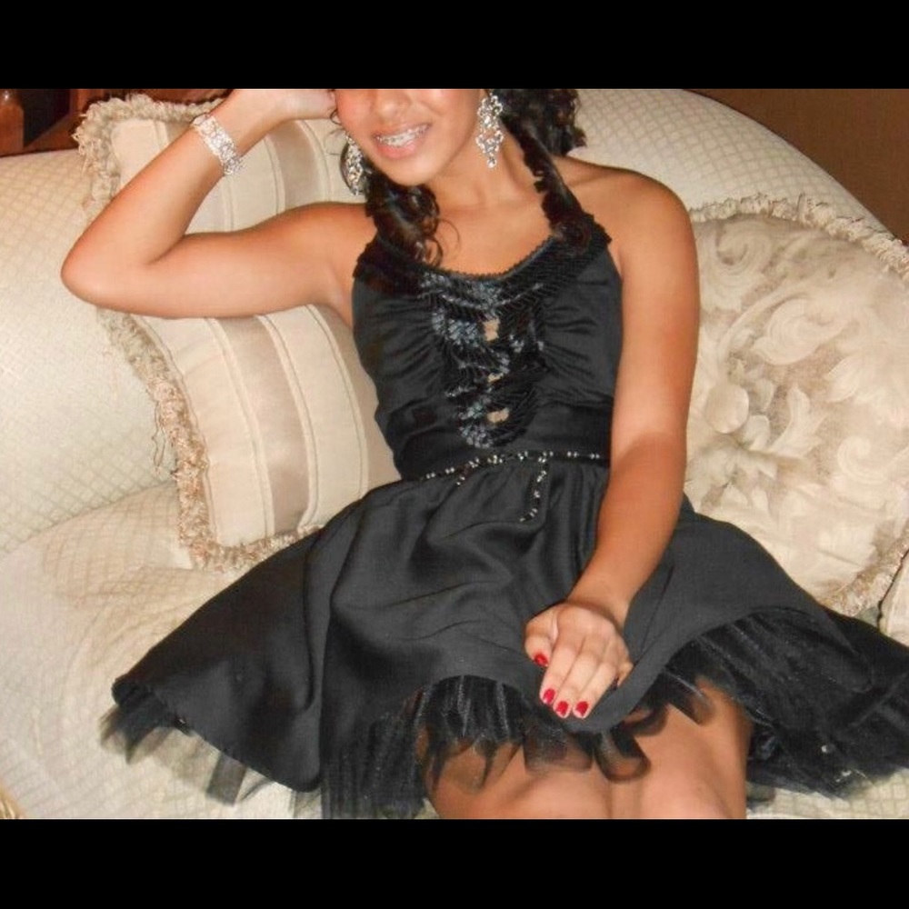 Black halter formal dress